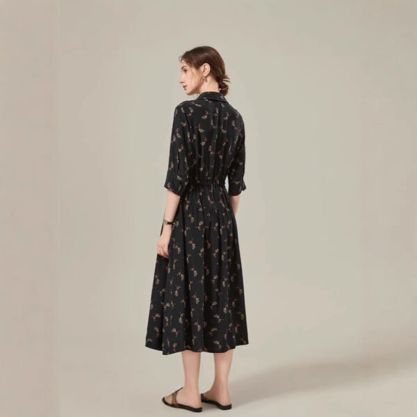 Floral Mid-length Shirt Silk Dress - Image 5