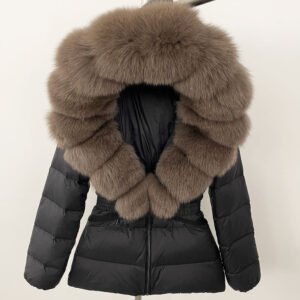 Short Women's Thickened Slim Fit Waist-tight Fur Down Jacket
