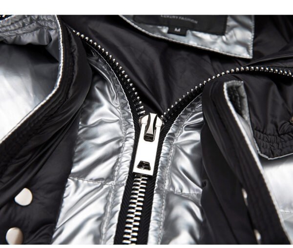 Couples Laser Glossy Thickened Loose Mid Length Down Jacket - Image 5