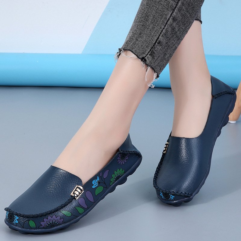 Flowers  Women Flat Shoes With Sewing Thread Soft Shoes