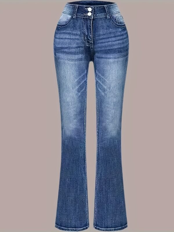Women's Versatile And Fashionable Stretch Denim Bell Bottoms, Retro Street Style, Comfortable Embroidered Casual Jeans, Suitable For Daily Wear - Image 6