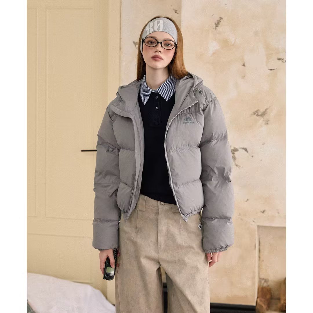 Casual Simple Black Women's Short Down Jacket - Image 5