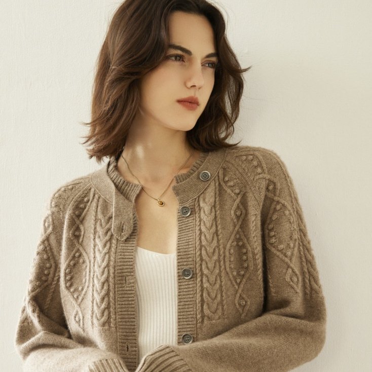 Cashmere Thick Knit Cardigan Women's Sweater
