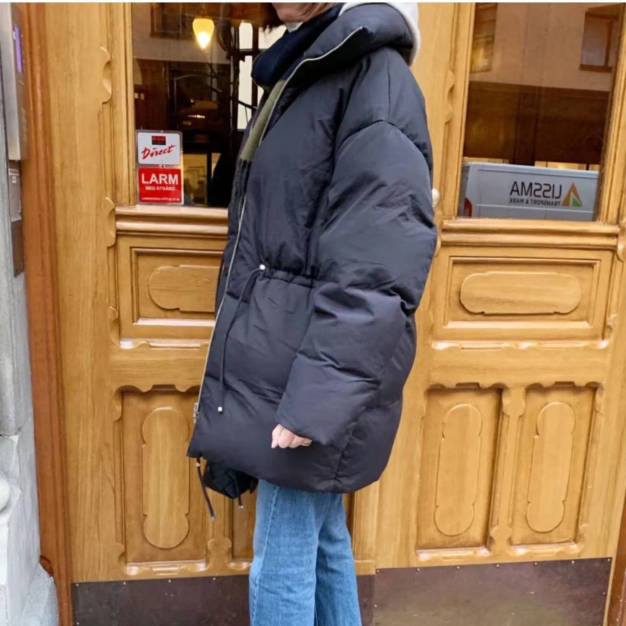 Drawstring Waist Stand Collar Women's New Warm Down Jacket Coat - Image 5