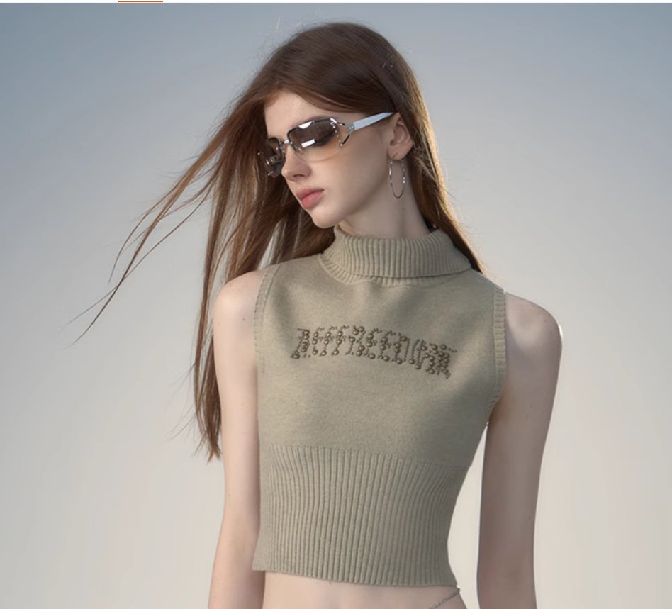 Retro Spicy Girl Letter Printed Knitted Sweater Vest - Image 8