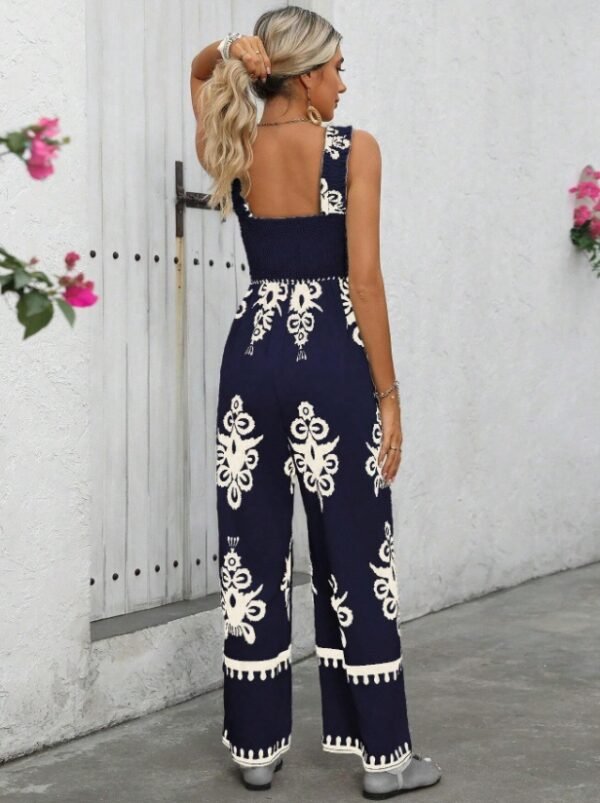 Women's Vacation Casual Sleeveless Printed Wide Leg Jumpsuit - Image 6