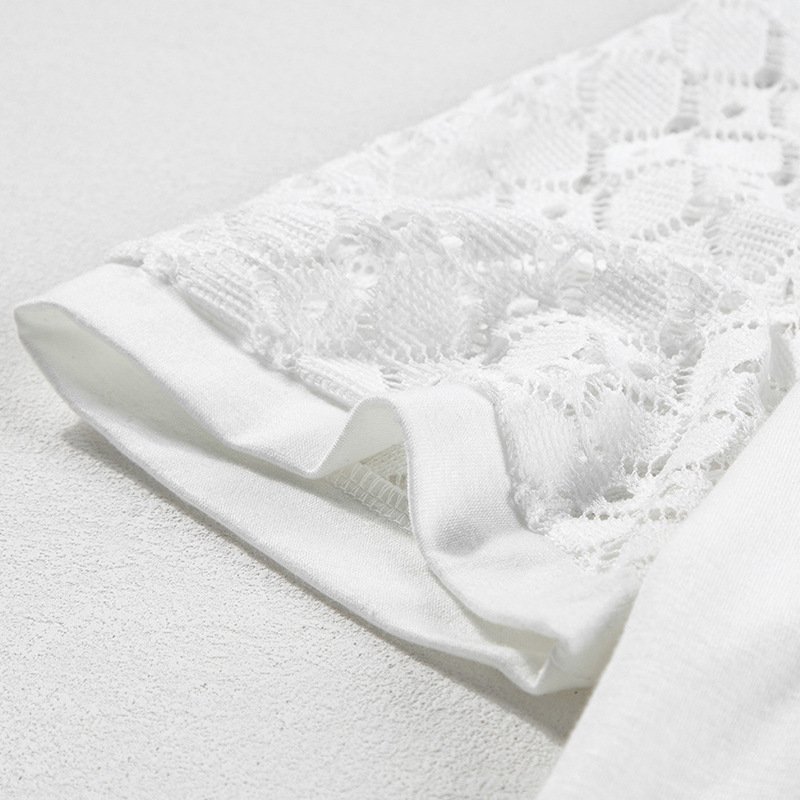 Women's Comfort And Casual-style Short-sleeved Lace Top - Image 10