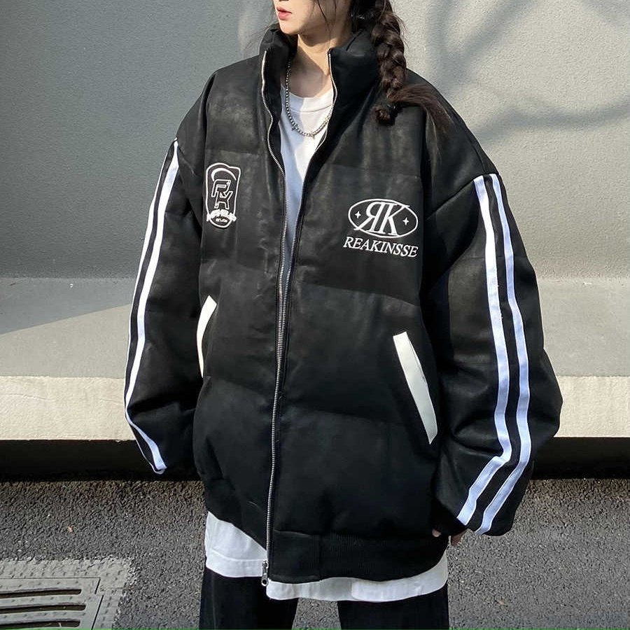 Couple Vintage Embroidered Baseball Down Quilted Jacket - Image 5