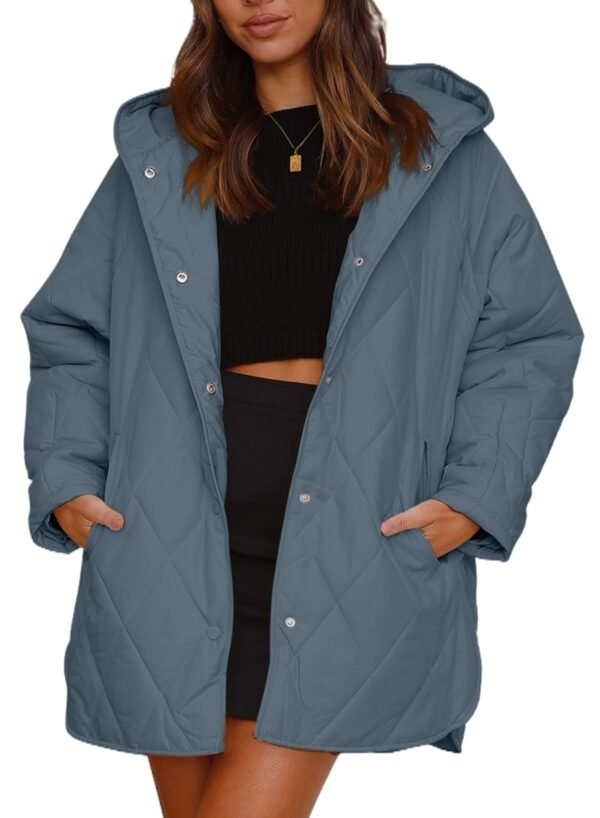 Women's Winter Outerwear Casual Diamond Quilted Hooded Lightweight Jacket - Image 6