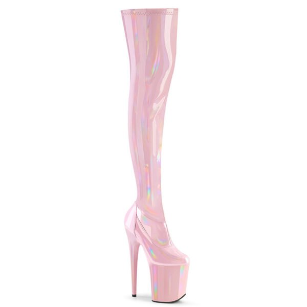 Gold Reflective Patent Leather High Heels Platform Shoes Waterproof  Shoes - Image 5
