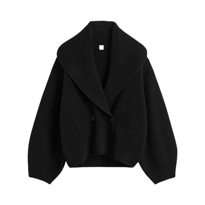 Women's Simple Loose Cardigan With Curved Collar - Image 2