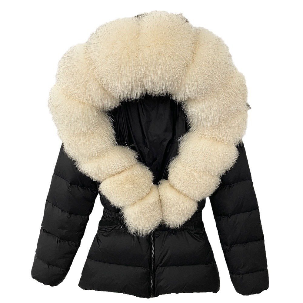 Short Women's Thickened Slim Fit Waist-tight Fur Down Jacket - Image 8