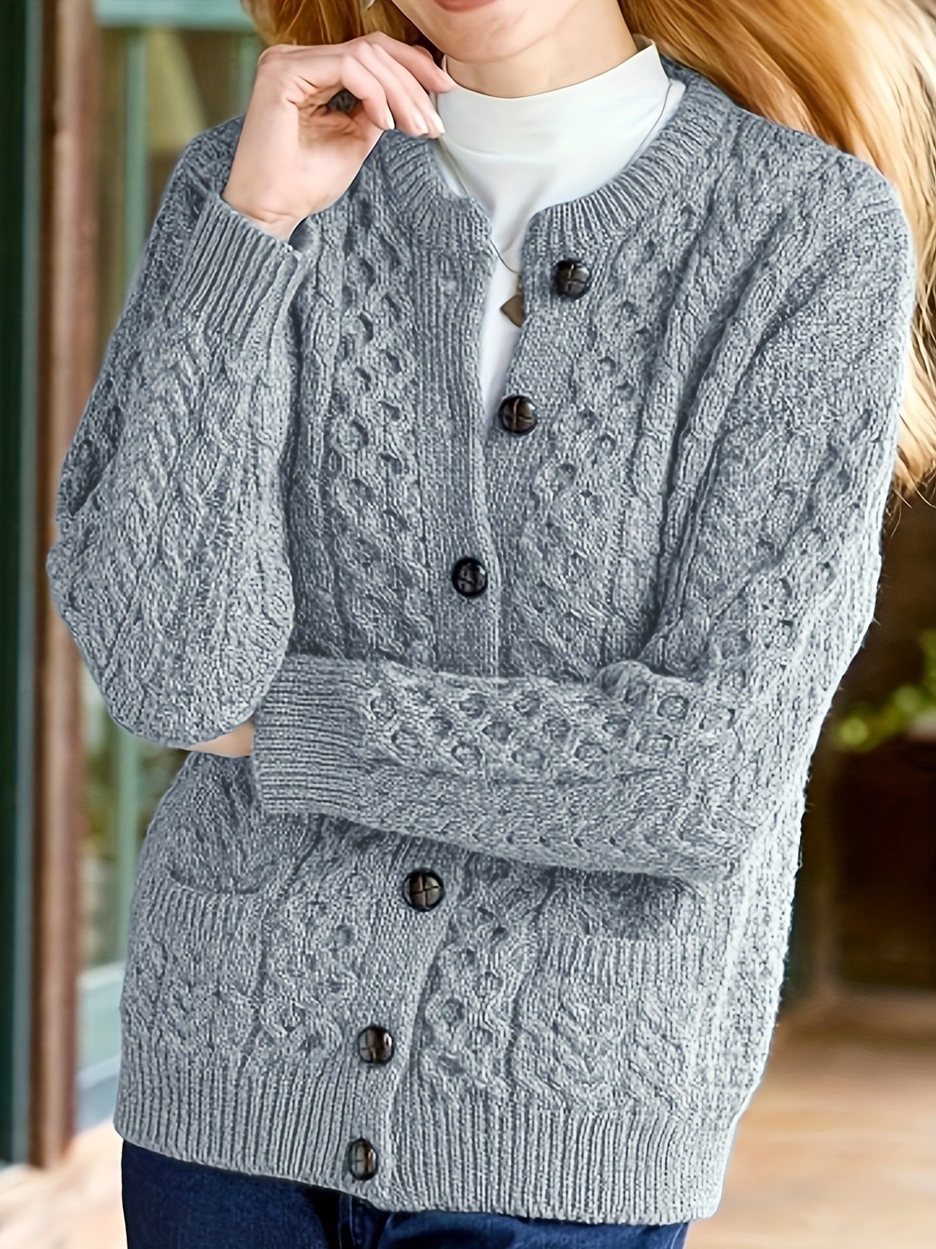 Women's Casual Knit Cardigan Sweater Cozy Long Sleeve - Image 3