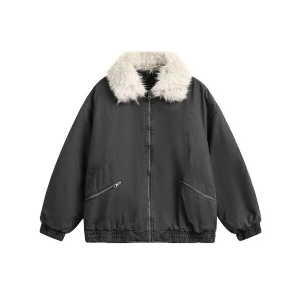 New Winter Cotton Dress Coat Detachable Fur Collar - Image 2