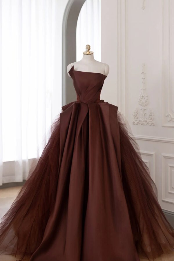 Skinny Banquet Evening With Bra Dresses Coffee Temperament Fluffy Skirt - Image 5