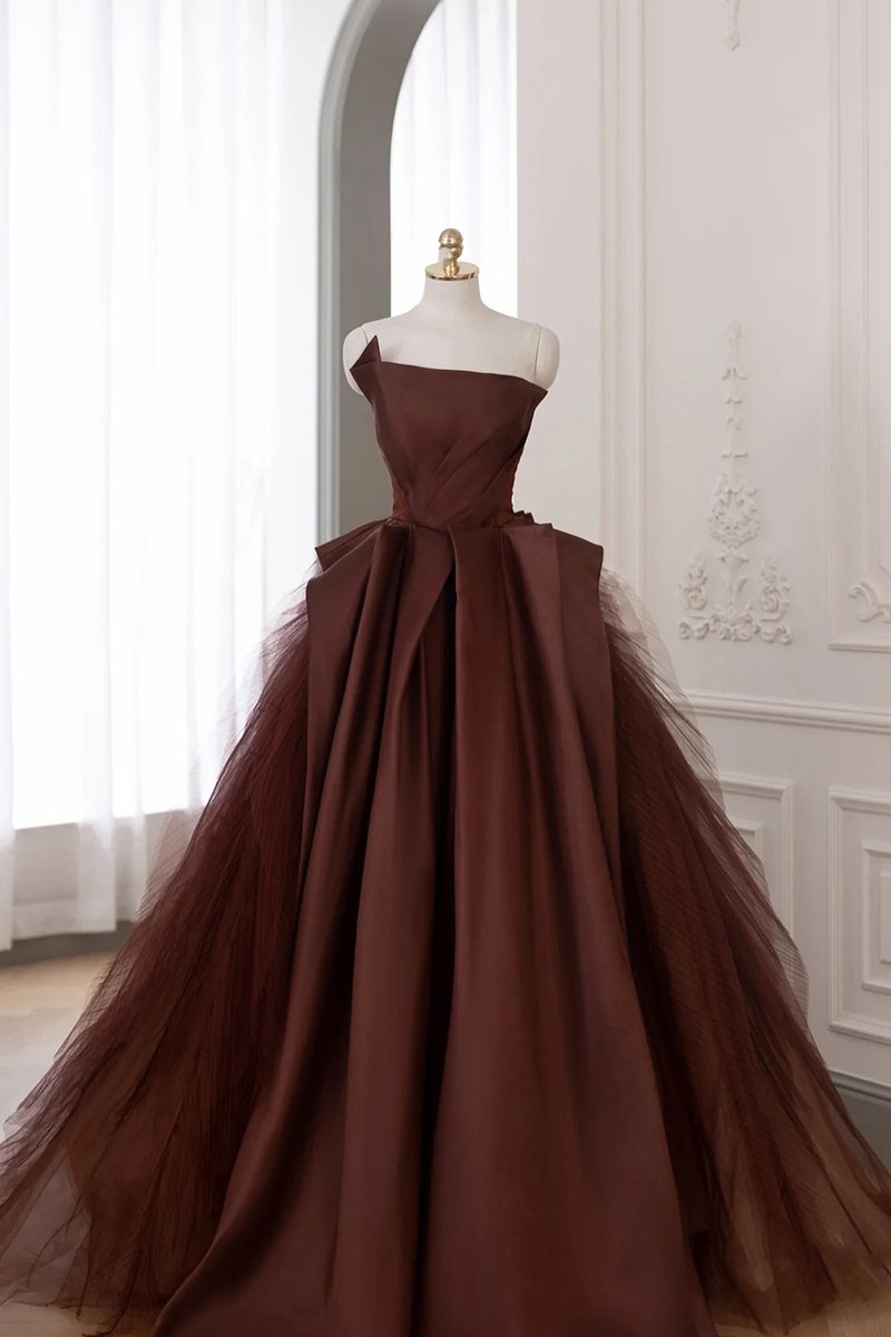 Skinny Banquet Evening With Bra Dresses Coffee Temperament Fluffy Skirt - Image 5