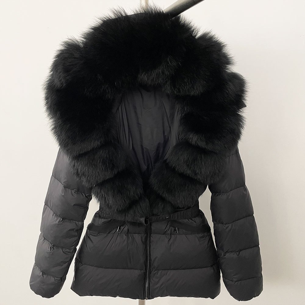 Short Women's Thickened Slim Fit Waist-tight Fur Down Jacket - Image 7