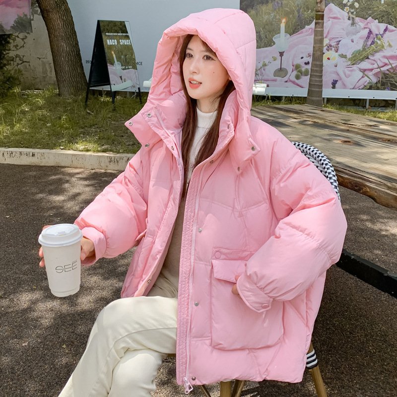 Women's White Duck Down Korean Style Slimming Hooded Thick Down Jacket - Image 3