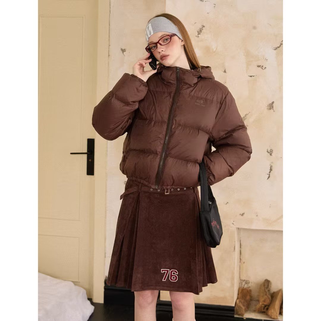 Casual Simple Black Women's Short Down Jacket - Image 7