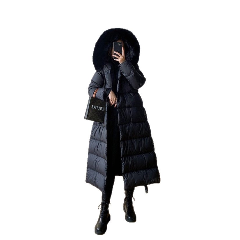 Korean Version Waist Trimming Below The Knees Fox Fur Collar Temperament Coat - Image 7