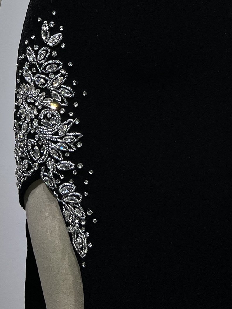 High-end Rhinestone High Slit Dress - Image 4