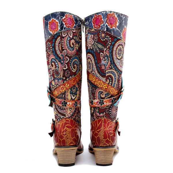 Large Size Retro Heavy Industry Printed Boots For Women - Image 8