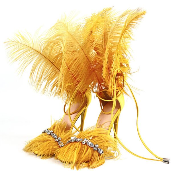 Catwalk Women's Shoes Rhinestone Feather Nightclub High Heels - Image 8