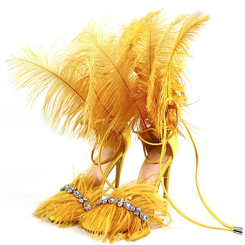 Catwalk Women's Shoes Rhinestone Feather Nightclub High Heels - Image 8