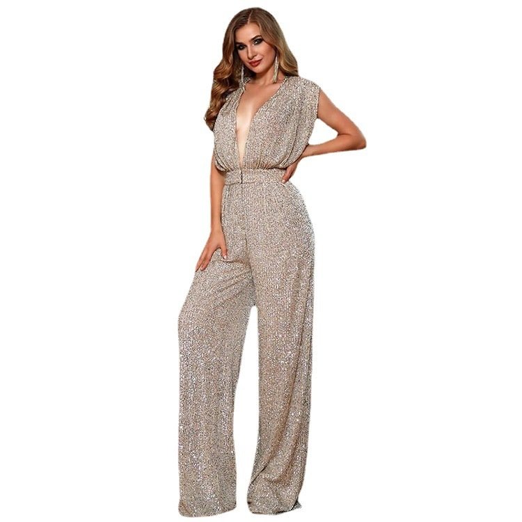 Summer Sexy Waist Sequined Jumpsuit - Image 3