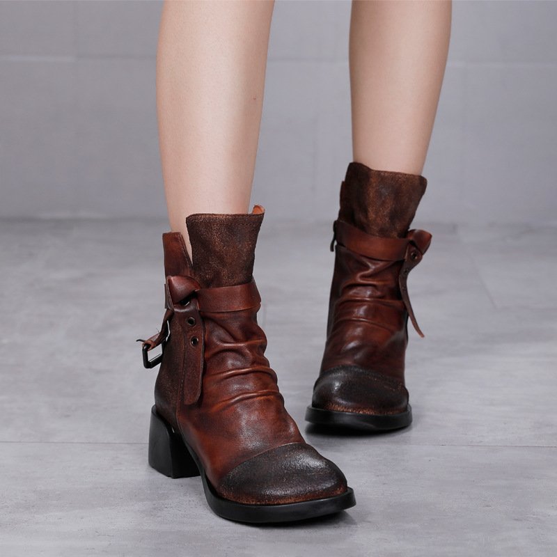 Fashion Personality Women's Retro Chunky Ankle Boots