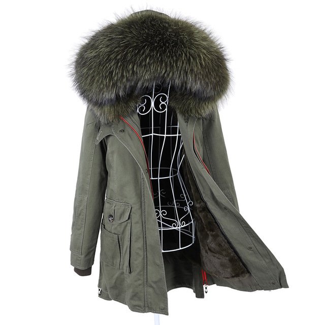 New Big Natural Real Raccoon Fur Collar Coat Luxu - Image 2