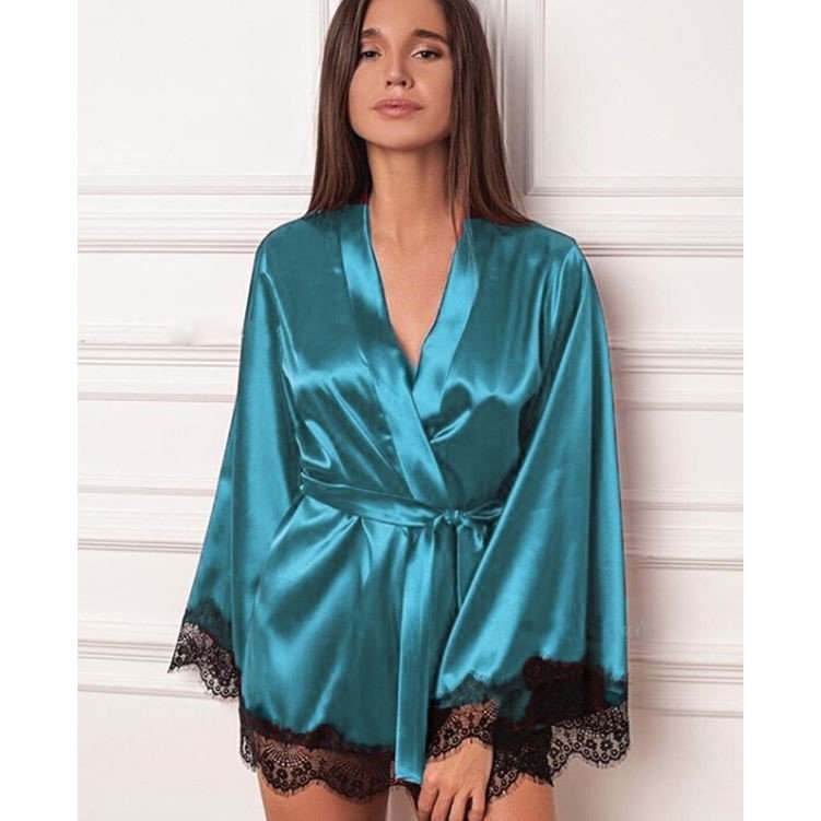 Ladies  Silk Lace Nightdress with Pajamas - Image 4