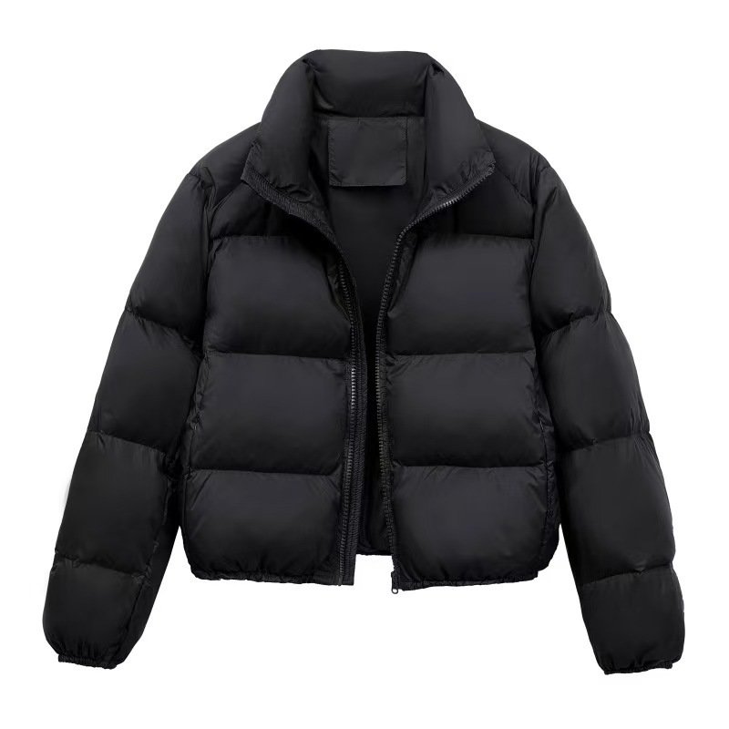 Solid Color Short Kendou Style Women's Autumn And Winter Coat Fashionable Thick Warm Zipper Puffer Coat - Image 2