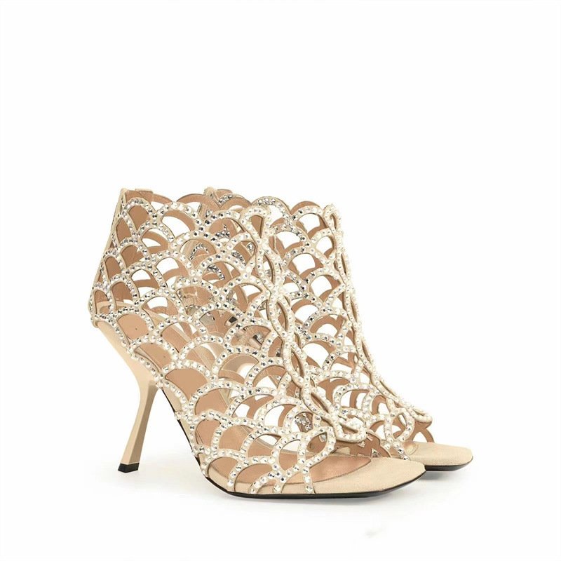 Women's Rhinestone Hollow High Heels - Image 5
