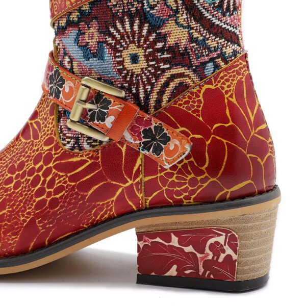 Large Size Retro Heavy Industry Printed Boots For Women - Image 9