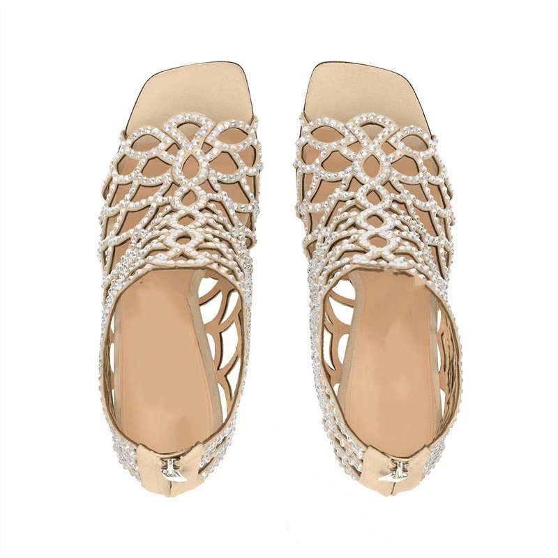 Women's Rhinestone Hollow High Heels - Image 2
