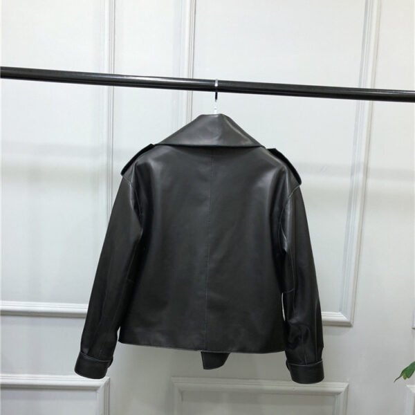 Women's Short Loose Small Leather Jacket - Image 3