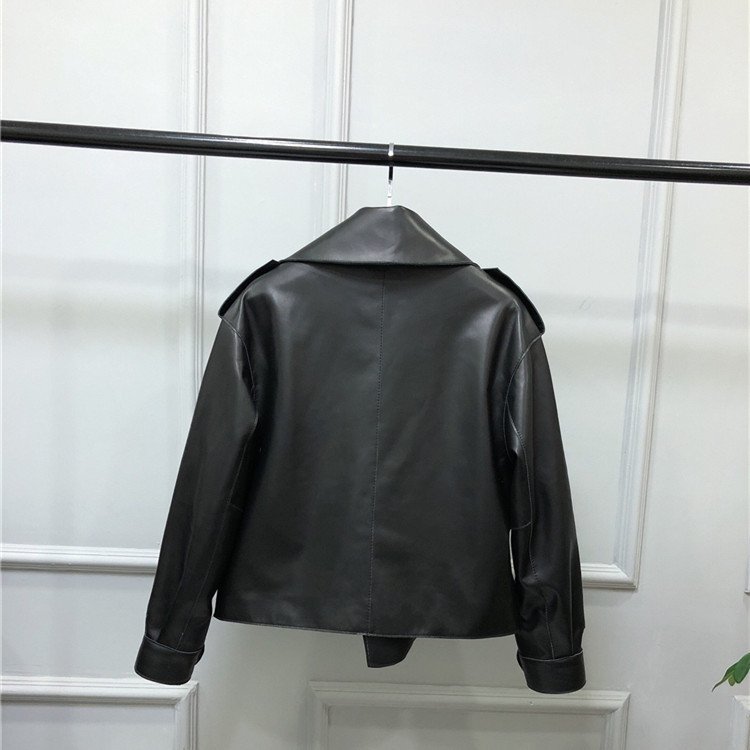 Women's Short Loose Small Leather Jacket - Image 3