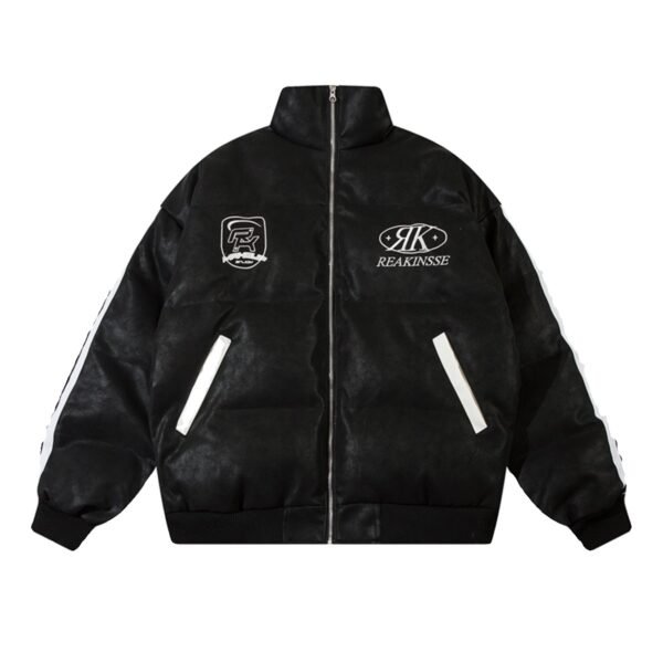 Couple Vintage Embroidered Baseball Down Quilted Jacket - Image 3