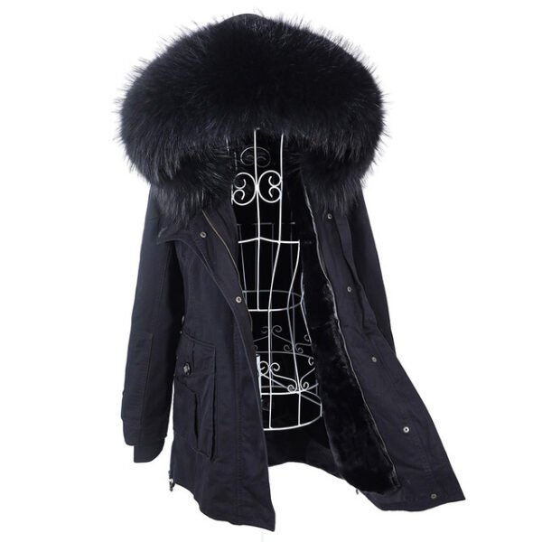 New Big Natural Real Raccoon Fur Collar Coat Luxu - Image 7