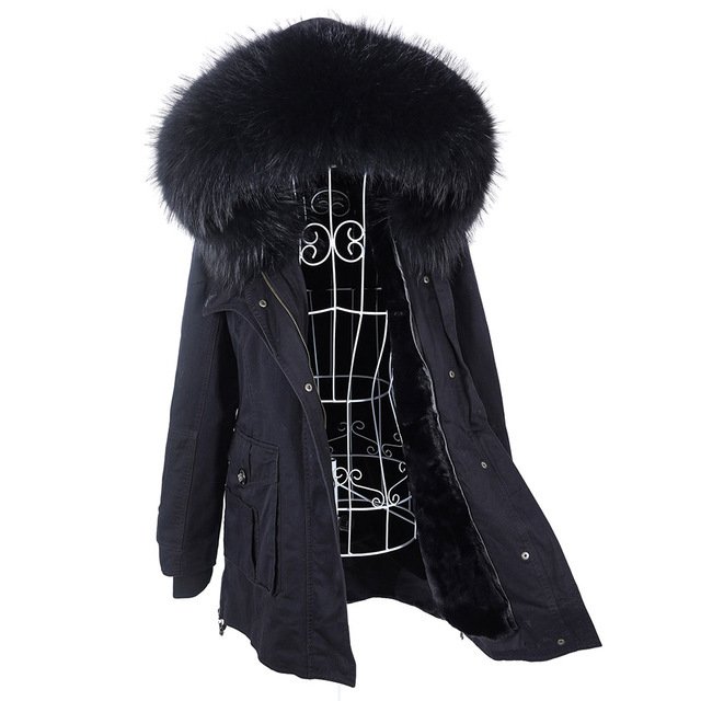 New Big Natural Real Raccoon Fur Collar Coat Luxu - Image 7