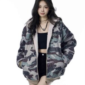 American Vintage Army Green Fur Collar Hood Jacket