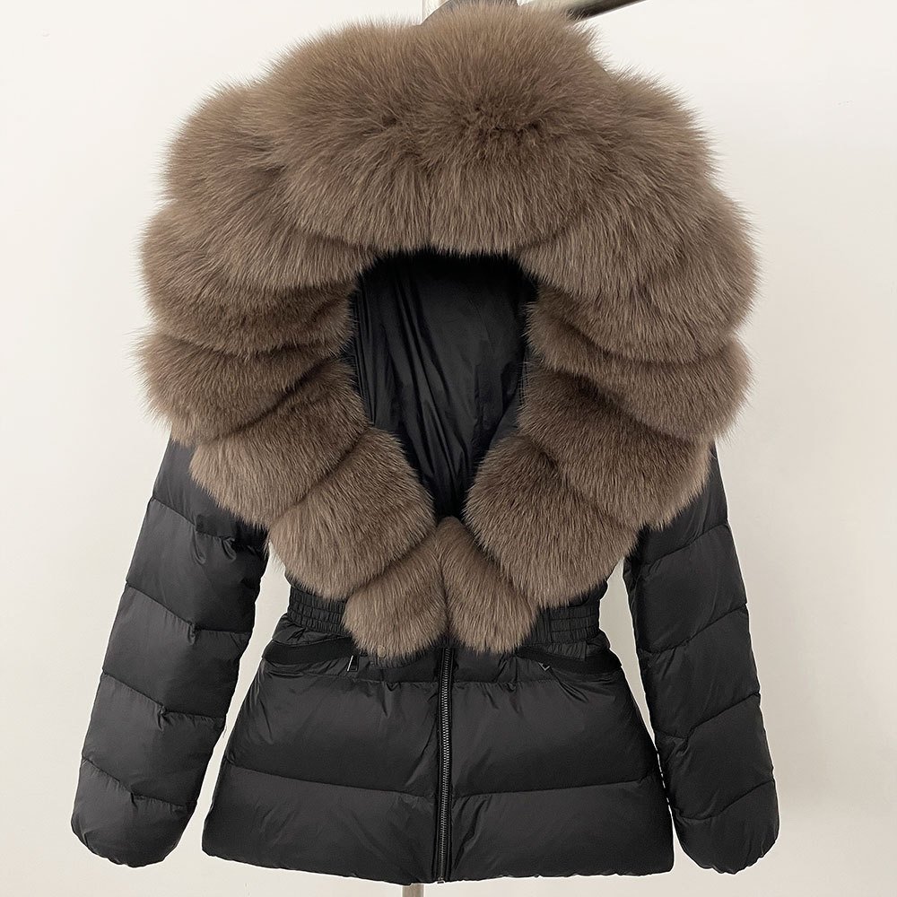 Short Women's Thickened Slim Fit Waist-tight Fur Down Jacket - Image 9