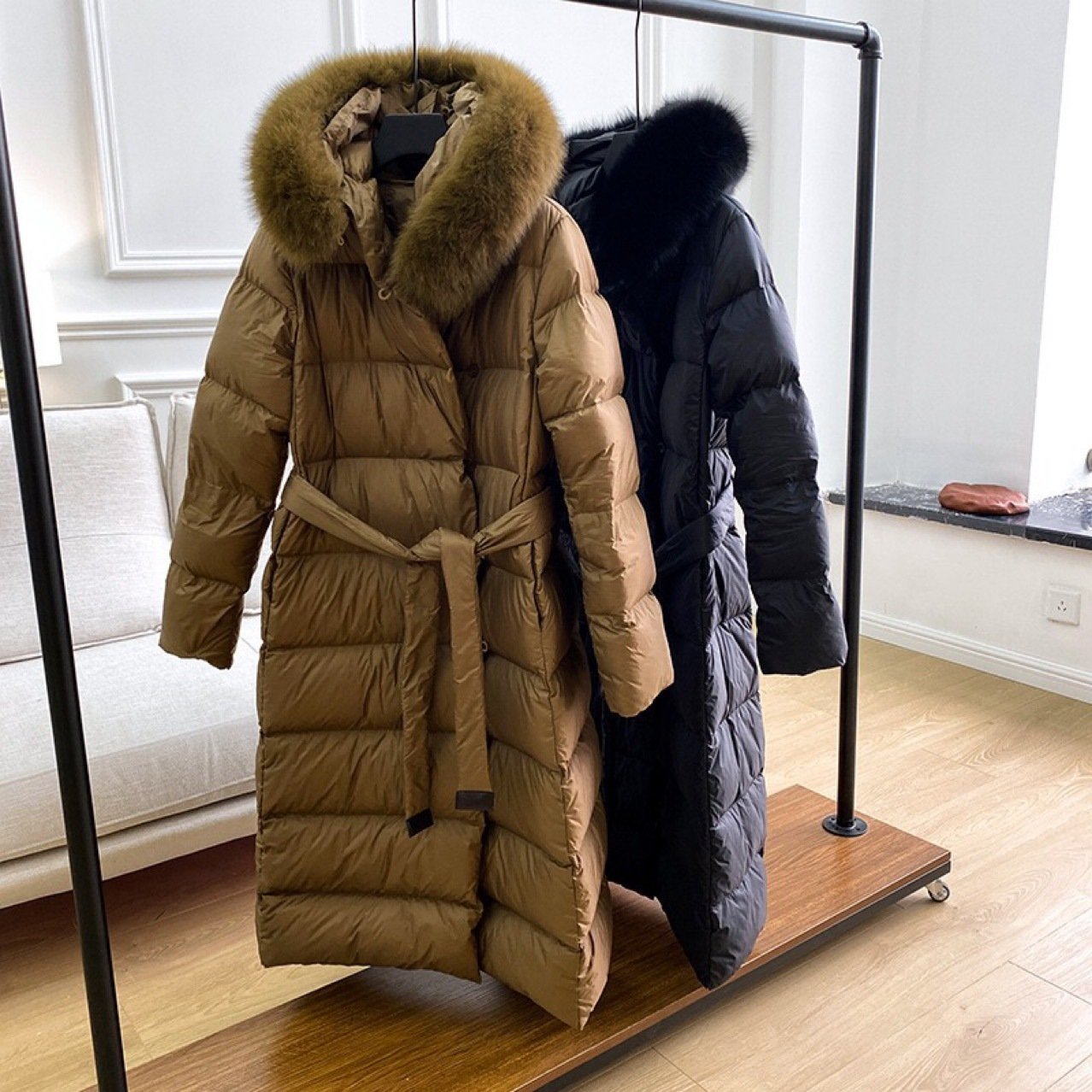 Korean Version Waist Trimming Below The Knees Fox Fur Collar Temperament Coat - Image 5