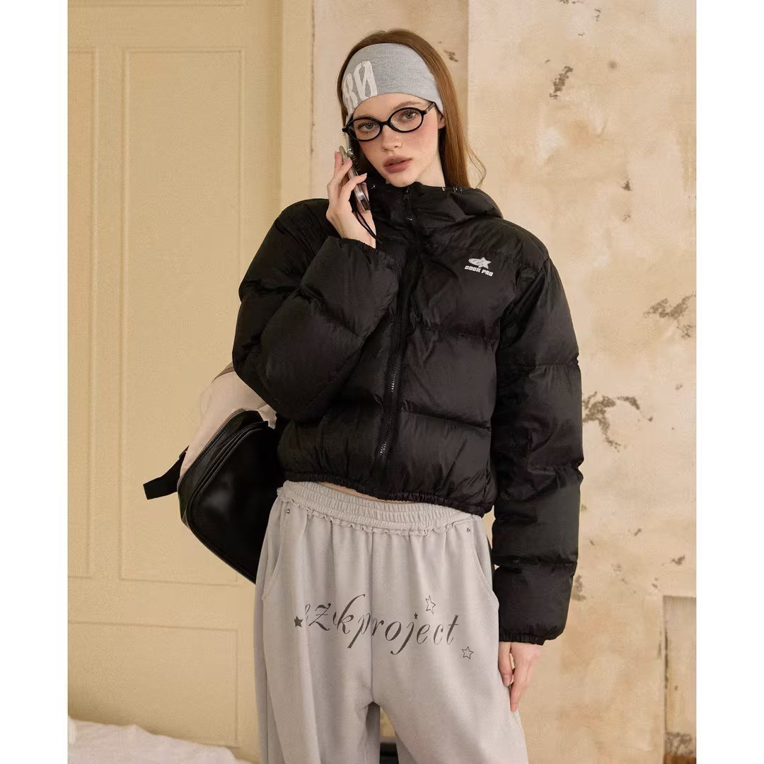 Casual Simple Black Women's Short Down Jacket - Image 2
