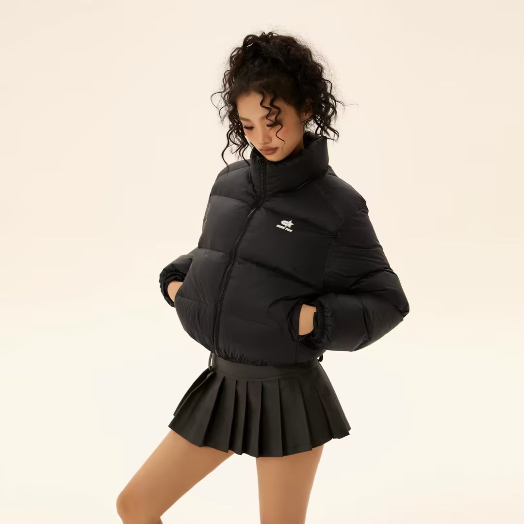 Casual Simple Black Women's Short Down Jacket - Image 6