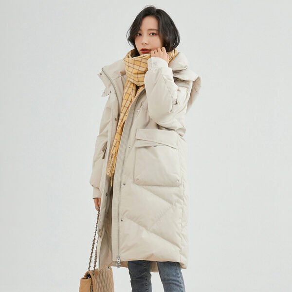 White Duck Down High-end Warm Women's Slimming Pinghu Coat - Image 2