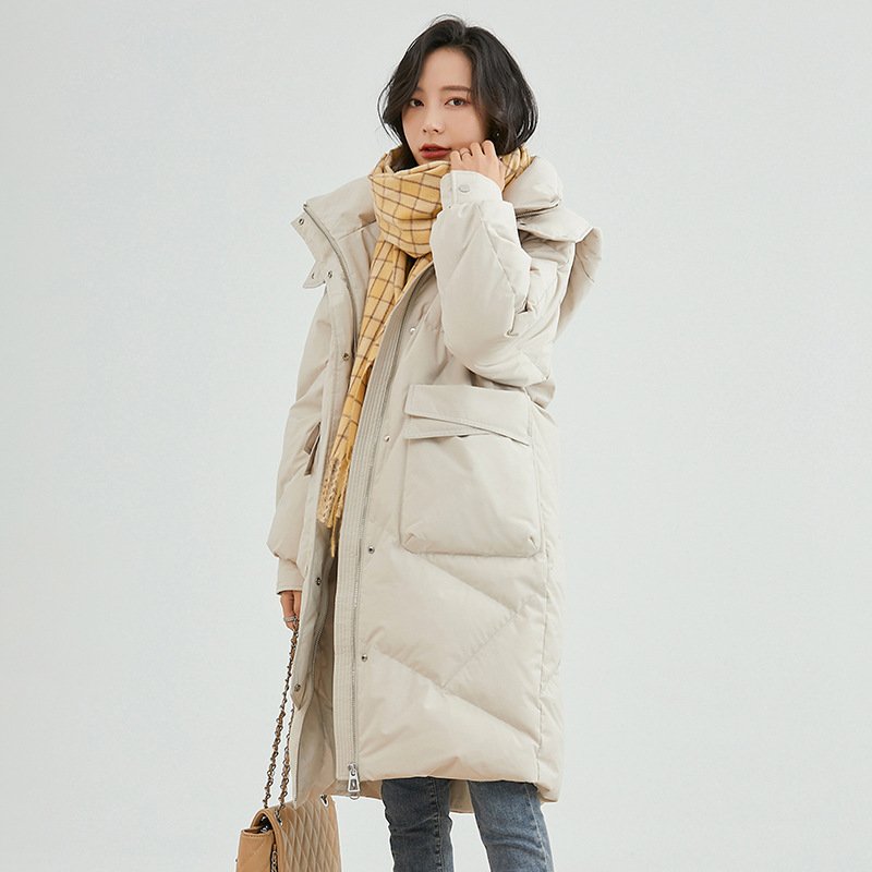 White Duck Down High-end Warm Women's Slimming Pinghu Coat - Image 2