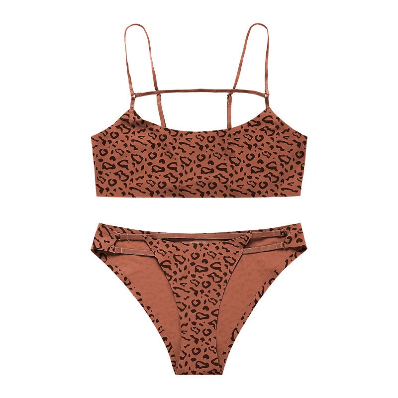 Sexy Leopard Print No Trace No Steel Ring Bra Set - Image 5