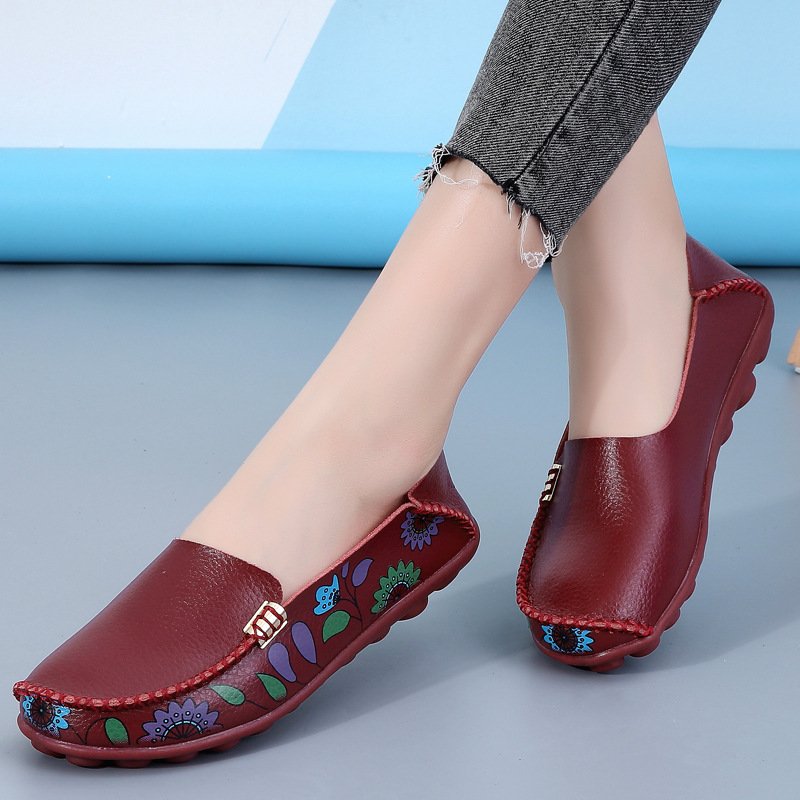 Flowers  Women Flat Shoes With Sewing Thread Soft Shoes - Image 3